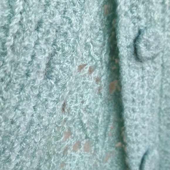 Rare Vintage Art Deco / Mint Green Long Sleeve Button Down Cardigan Sweater S - Picture 13 of 16